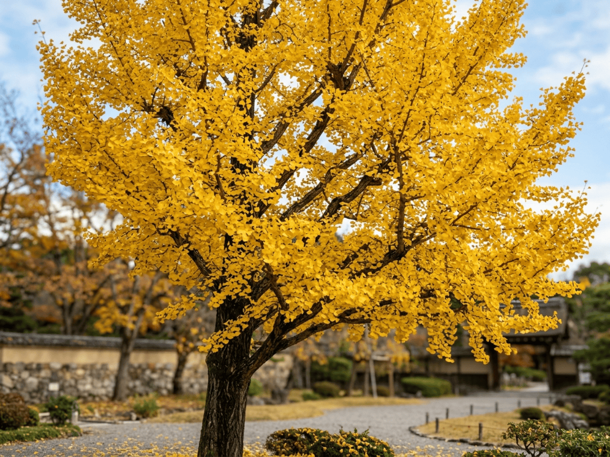 Ginkgo (Ginkgo biloba), planta completa