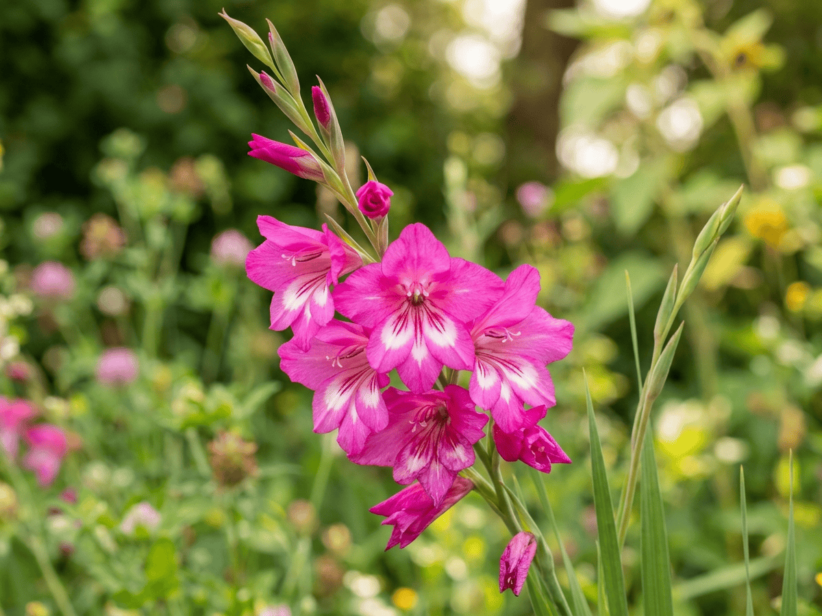 Gewöhnliche Siegwurz — Nahaufnahme von Blättern und Blüten