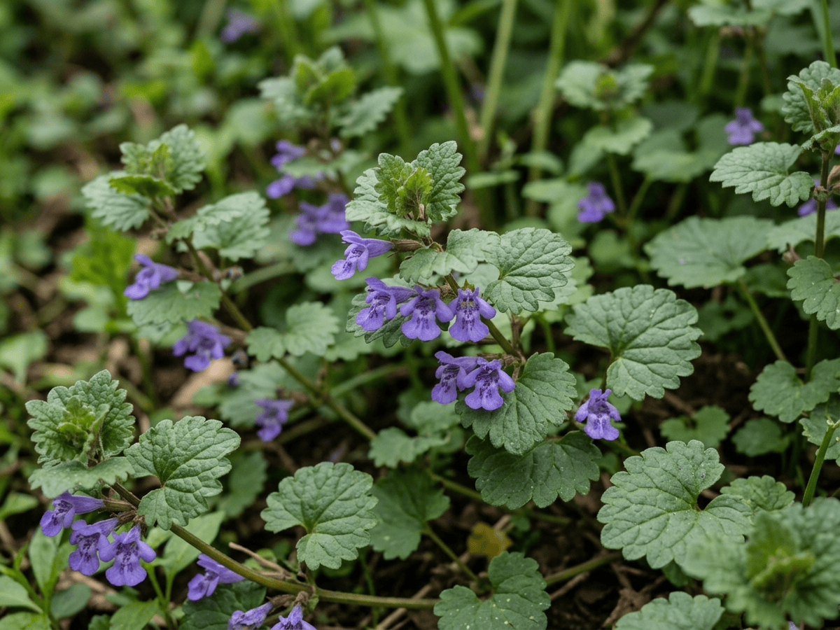 Gundermann — Nahaufnahme von Blättern und Blüten