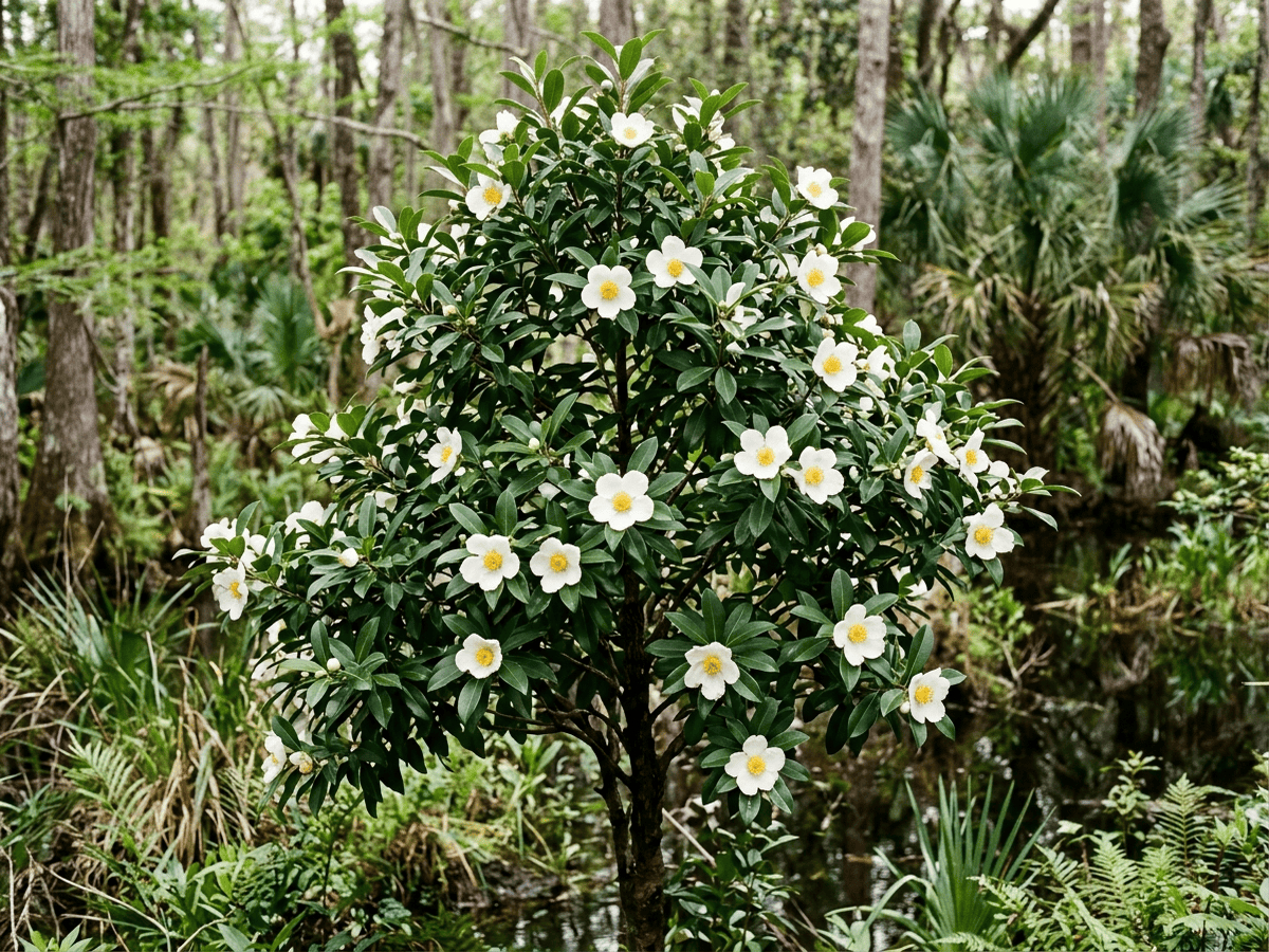Sumpf-Gordonie (Gordonia lasianthus), ganze Pflanze