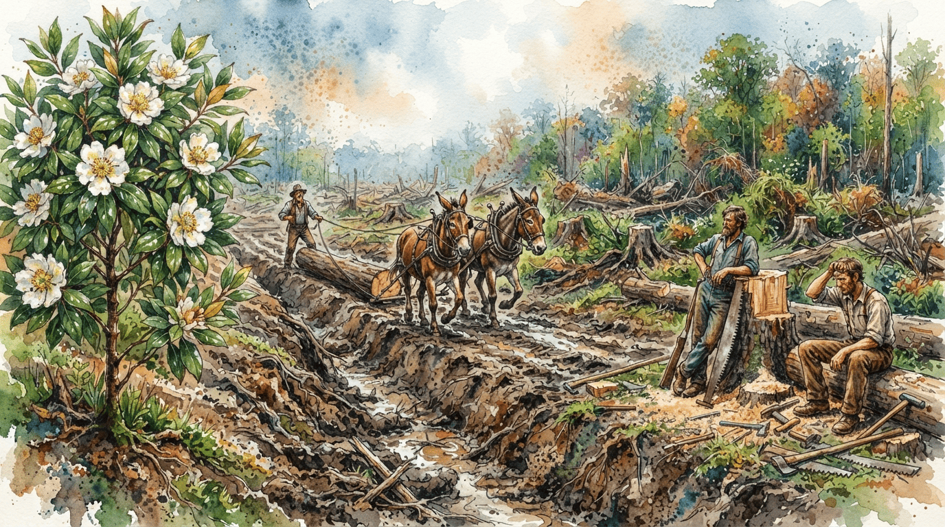 Illustrierte historische Szene zu Sumpf-Gordonie