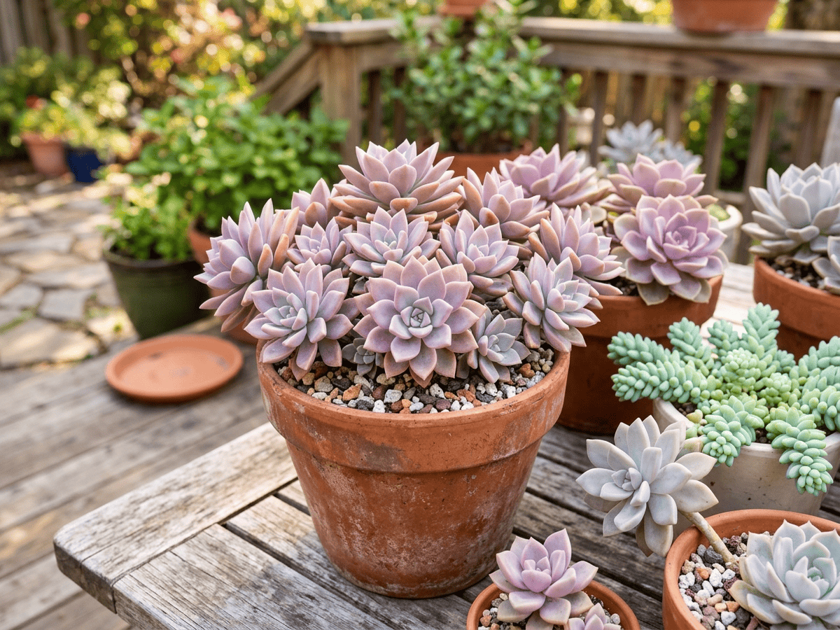 graptoveria 'Debbie' en un jardín