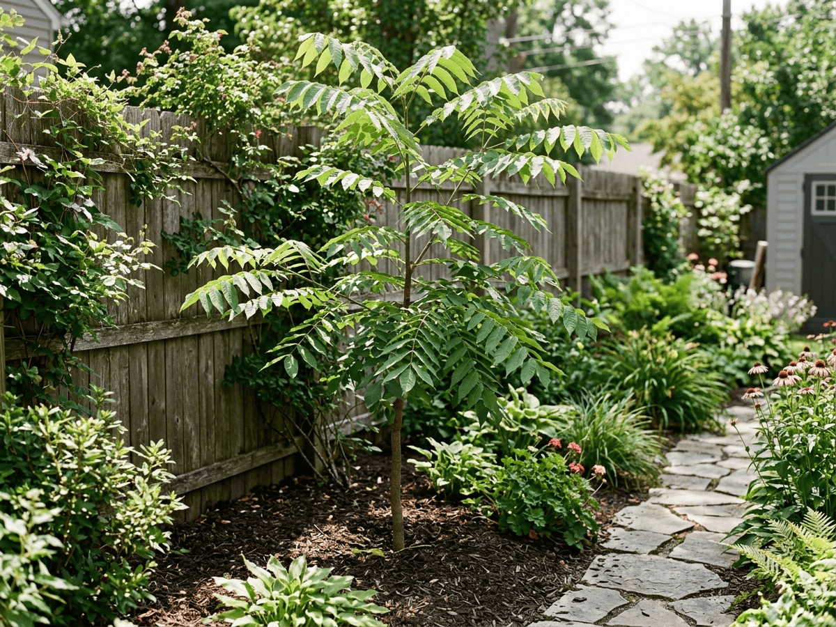 Chinese Coffeetree in a garden setting