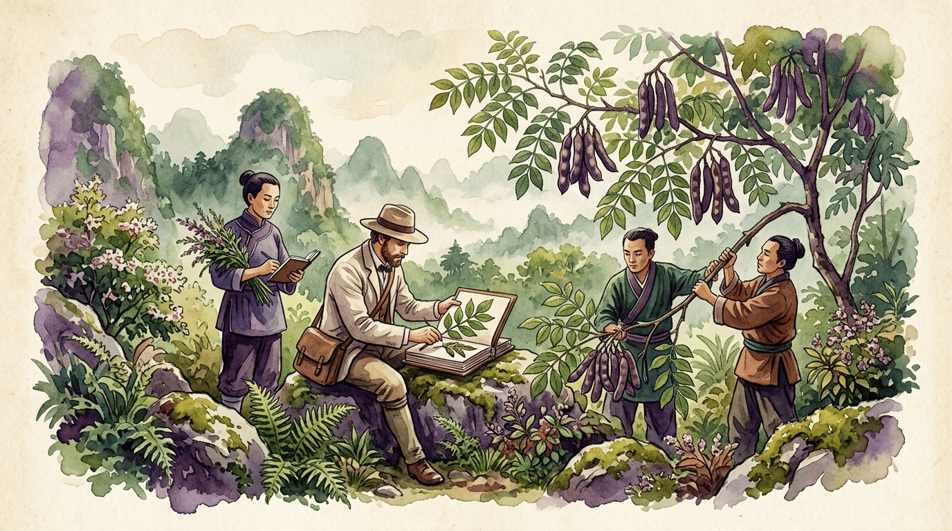 Illustrated historical scene for Chinese Coffeetree