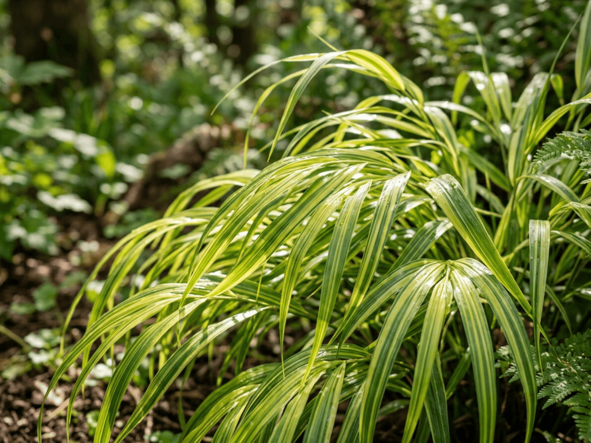 Japanese Forest Grass — close-up of leaves and flowers