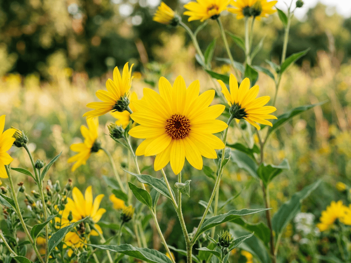 Jerusalem Artichoke — close-up of leaves and flowers