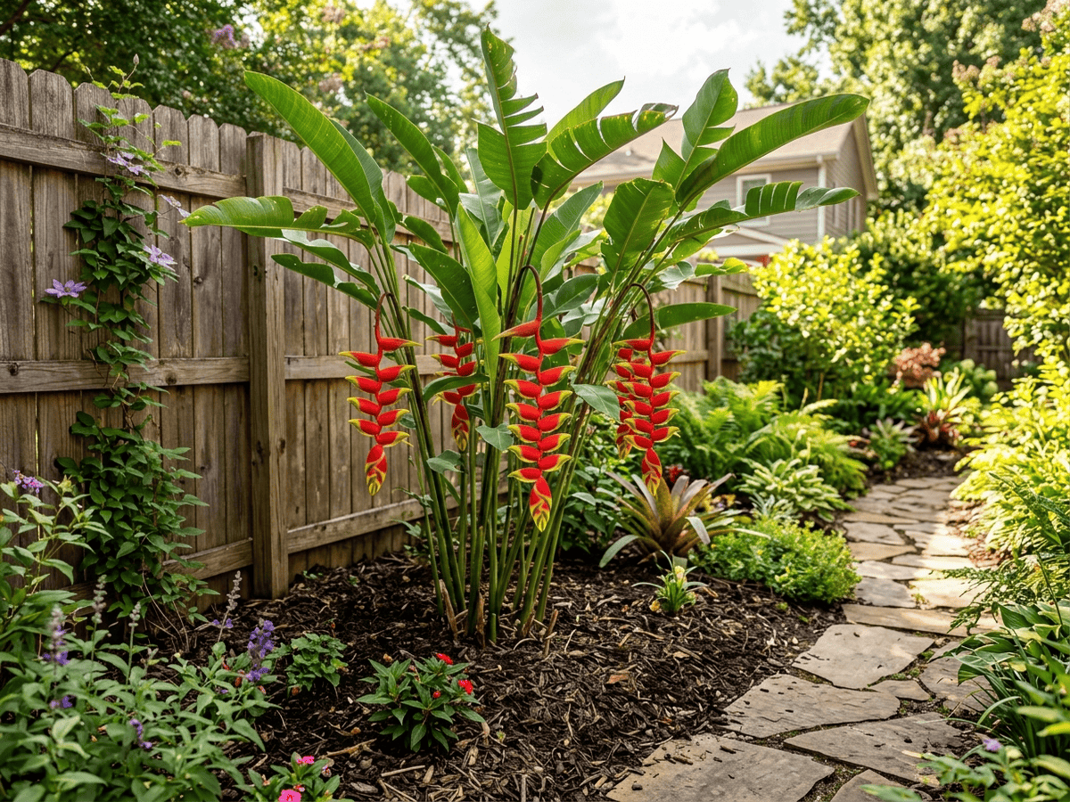 Héliconia rostré dans un jardin