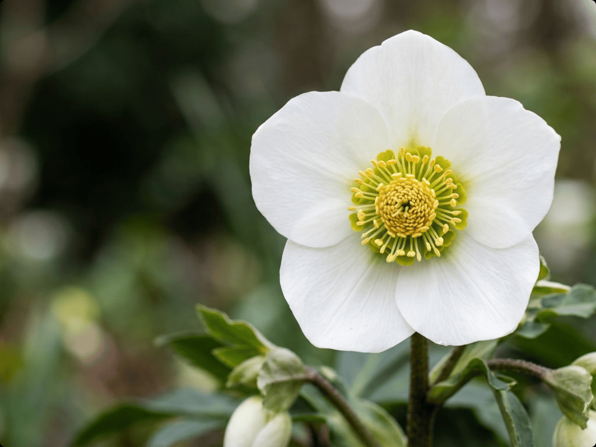 Christmas-Rose — close-up of leaves and flowers