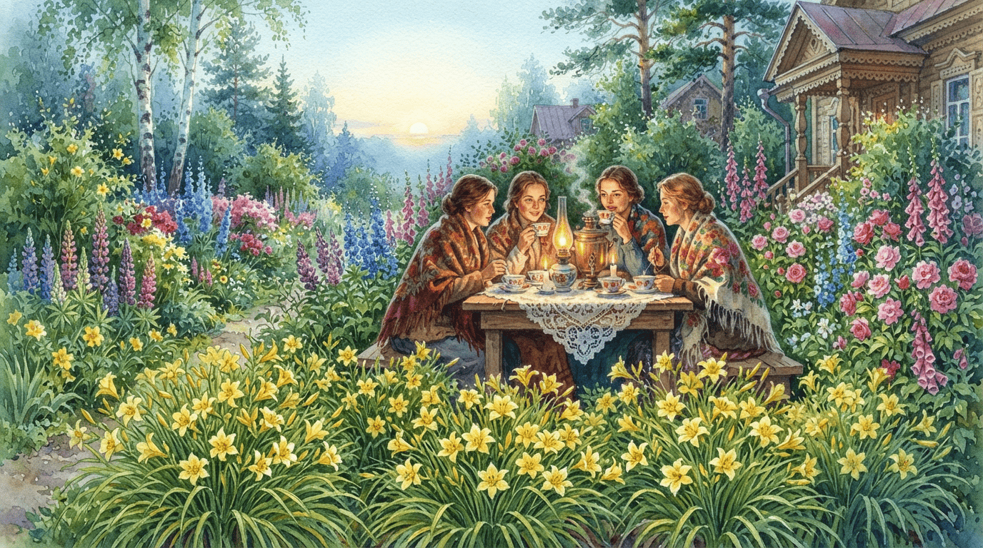 Illustrated historical scene for Small Daylily