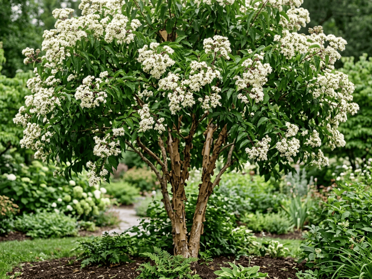 Seven Sons Tree (Heptacodium miconioides), whole plant