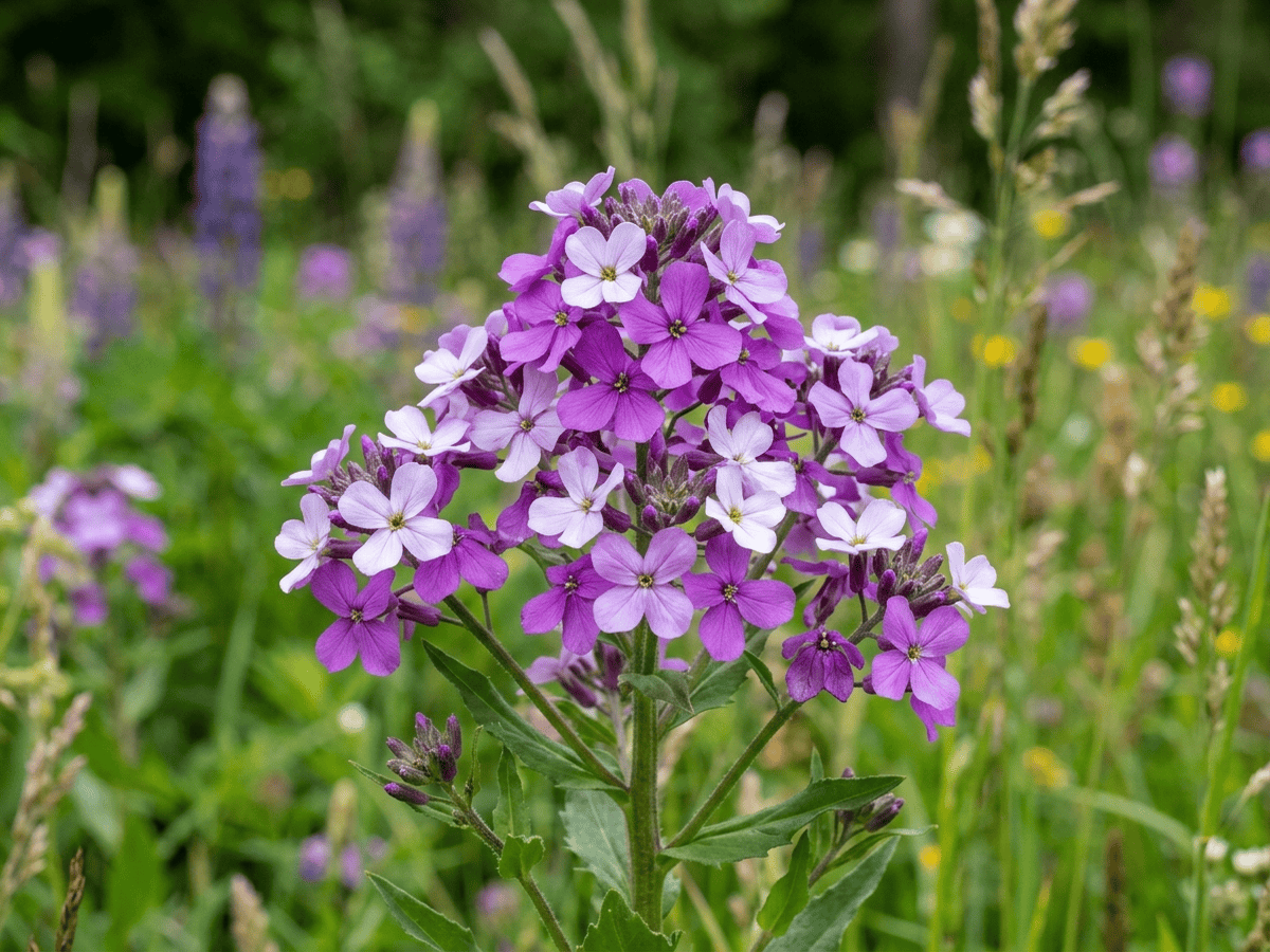 Dame's Rocket — close-up of leaves and flowers