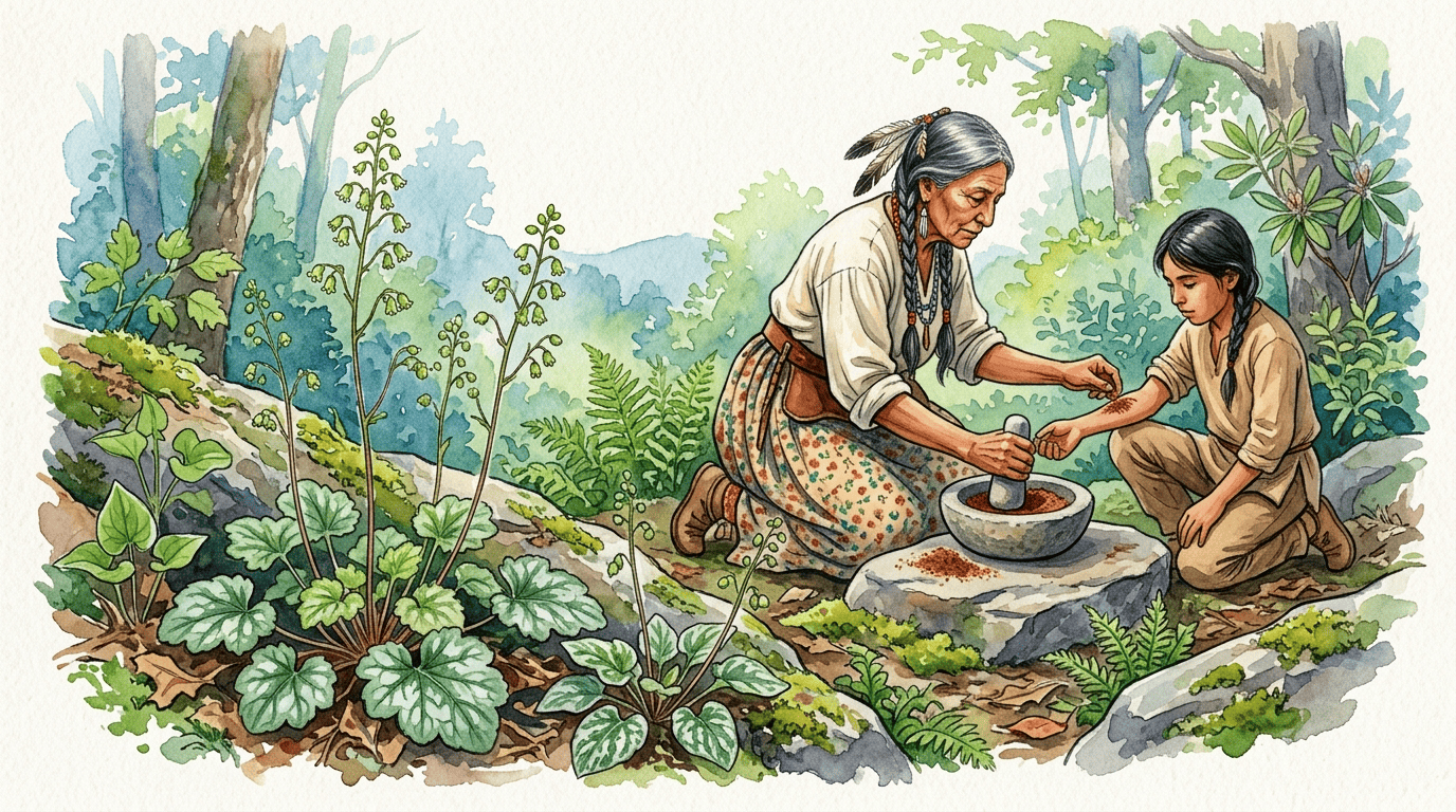 Illustrierte historische Szene zu Amerikanisches Purpurglöckchen