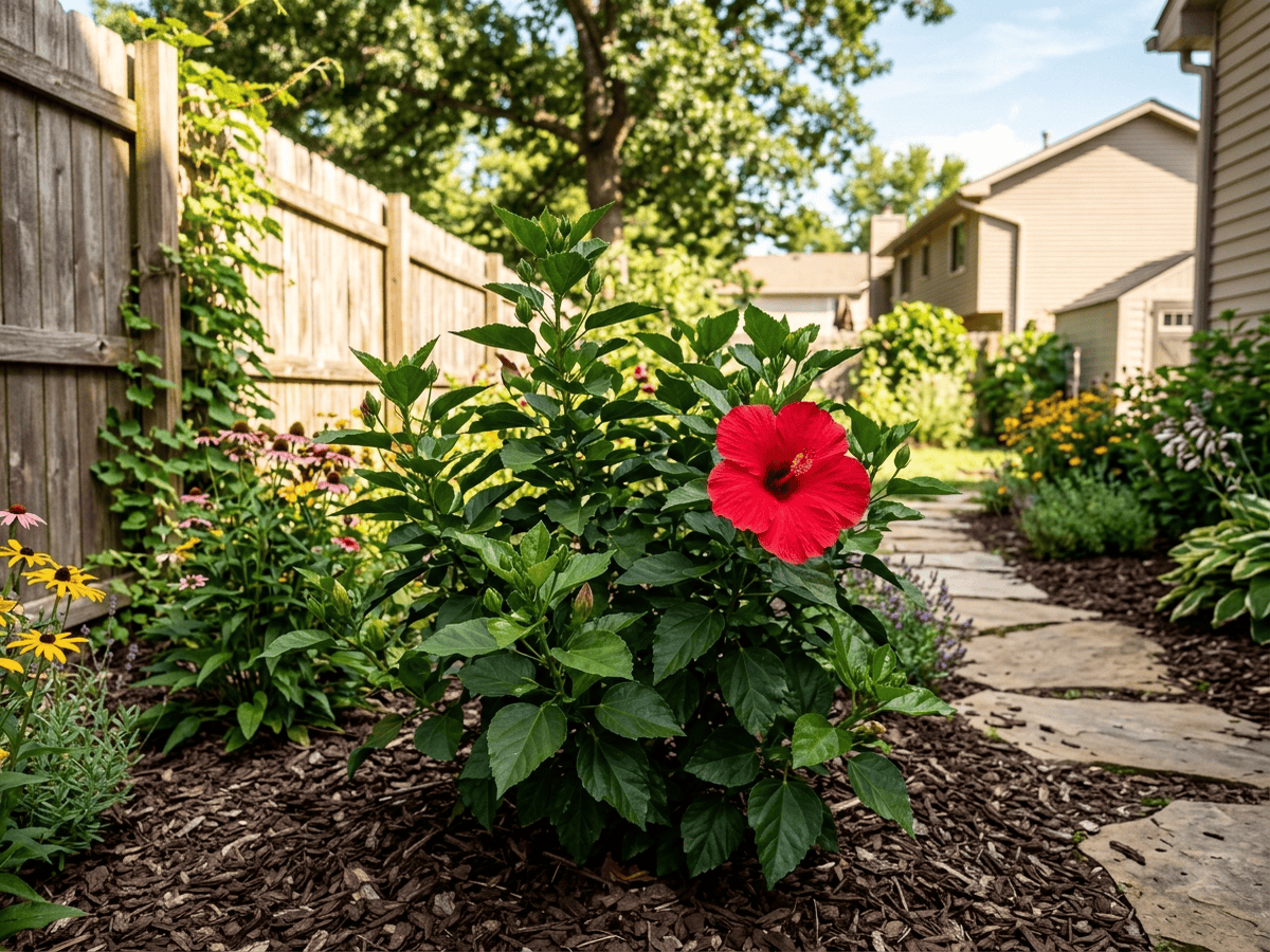 Rose de Chine dans un jardin