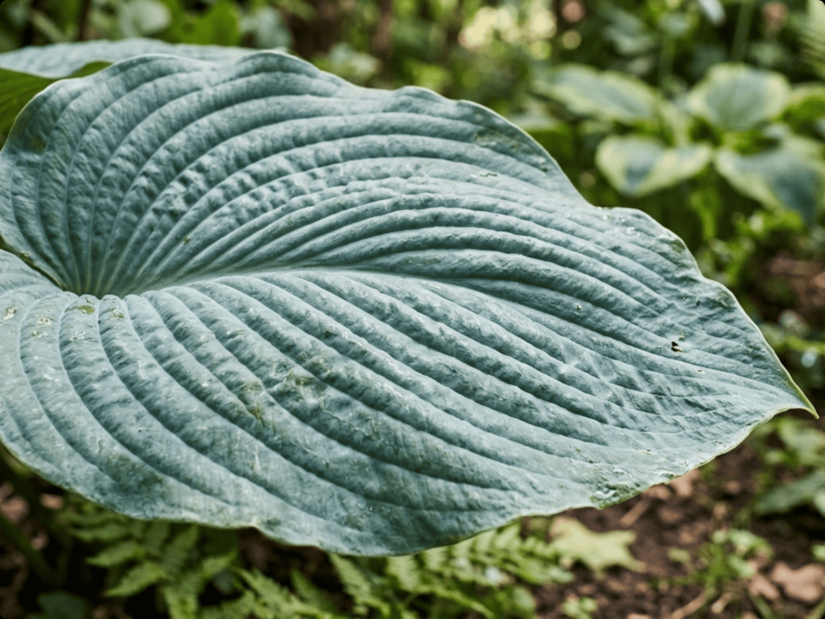 hosta de Siebold — primer plano de hojas y flores