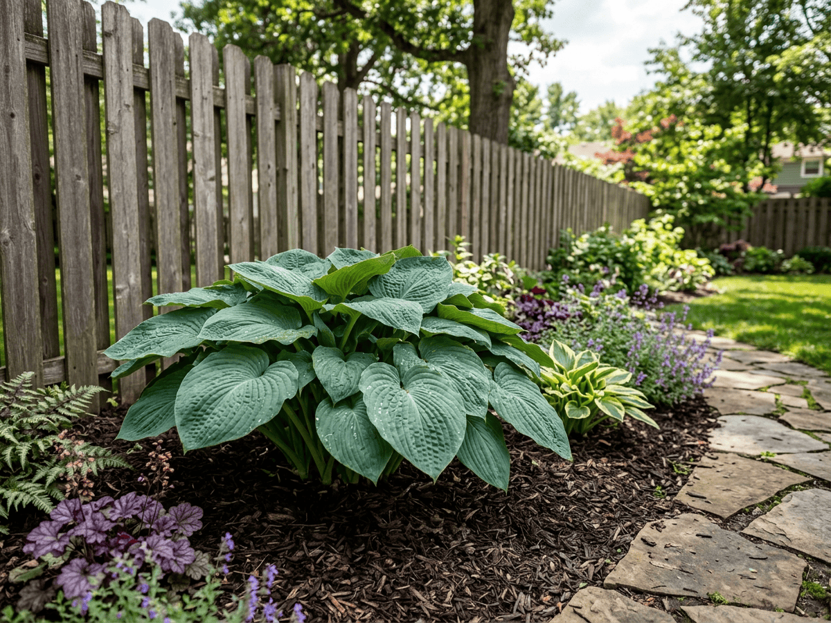 hosta de Siebold en un jardín