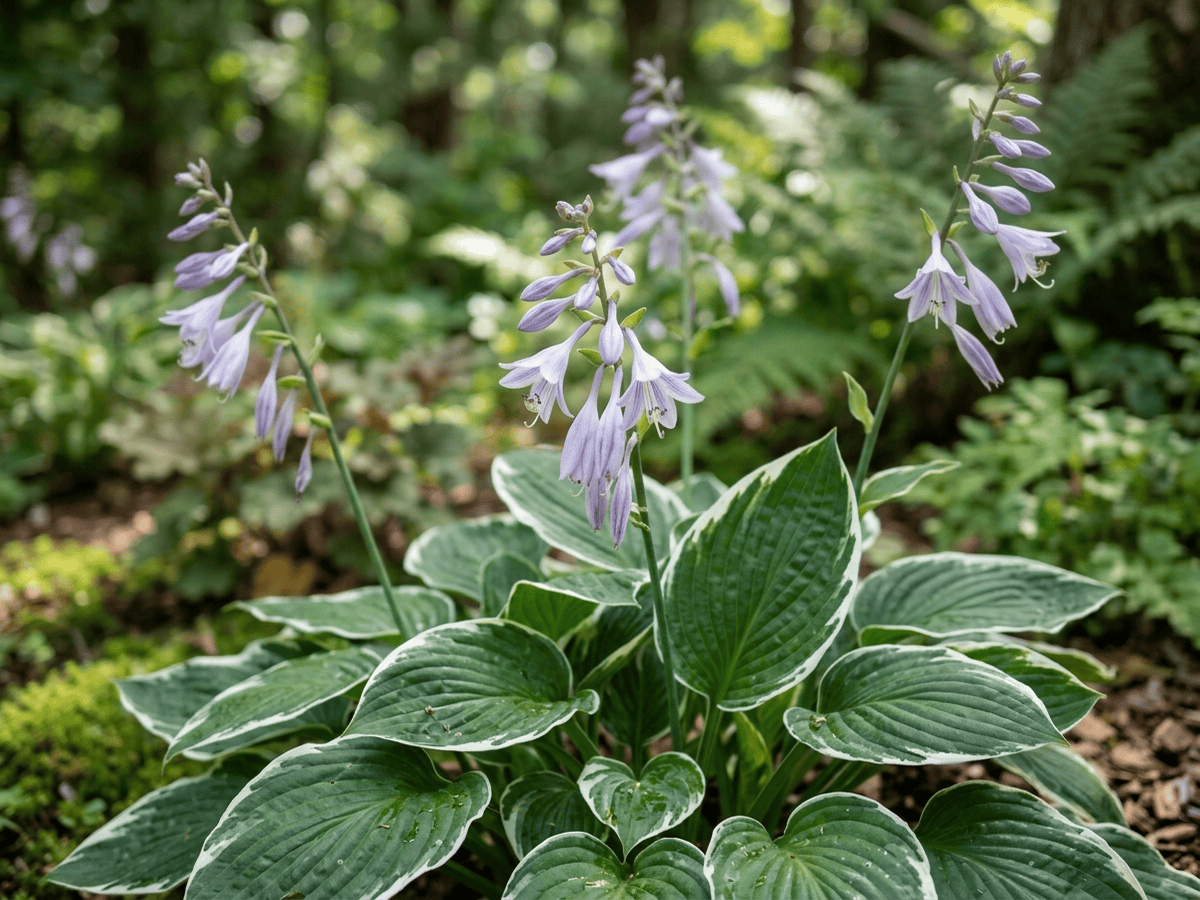 hosta de hoja pequeña — primer plano de hojas y flores