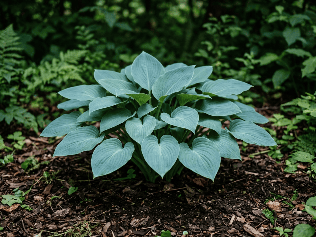 Blaue Funkie (Hosta tokudama), ganze Pflanze
