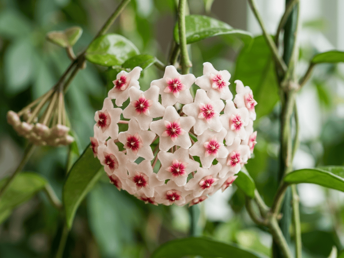 Wax Plant — close-up of leaves and flowers