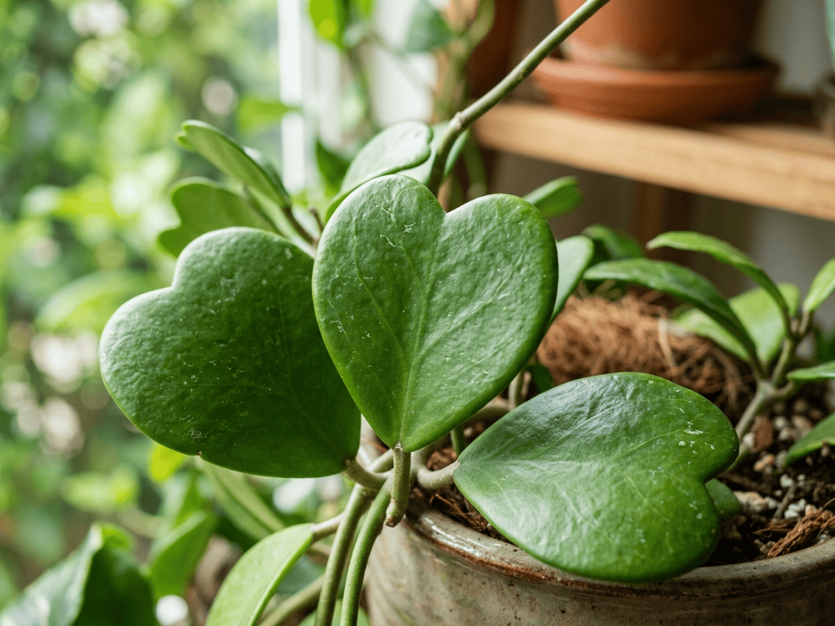 Heart Hoya — close-up of leaves and flowers