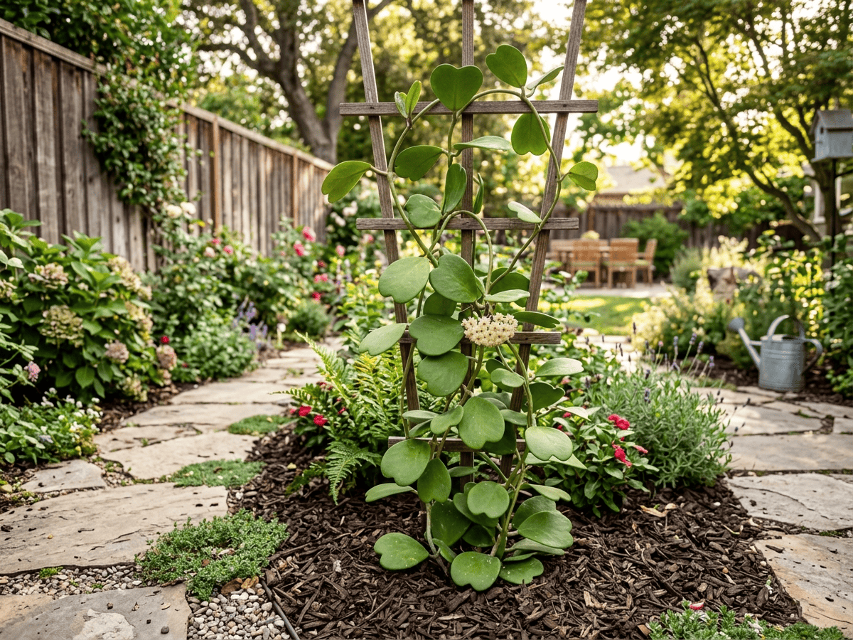 Heart Hoya in a garden setting