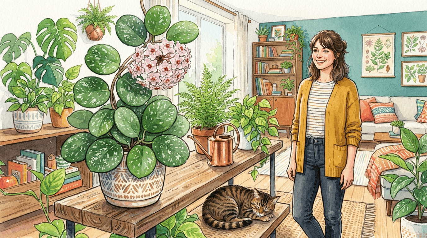 Escena histórica ilustrada de Flor de cera obovada