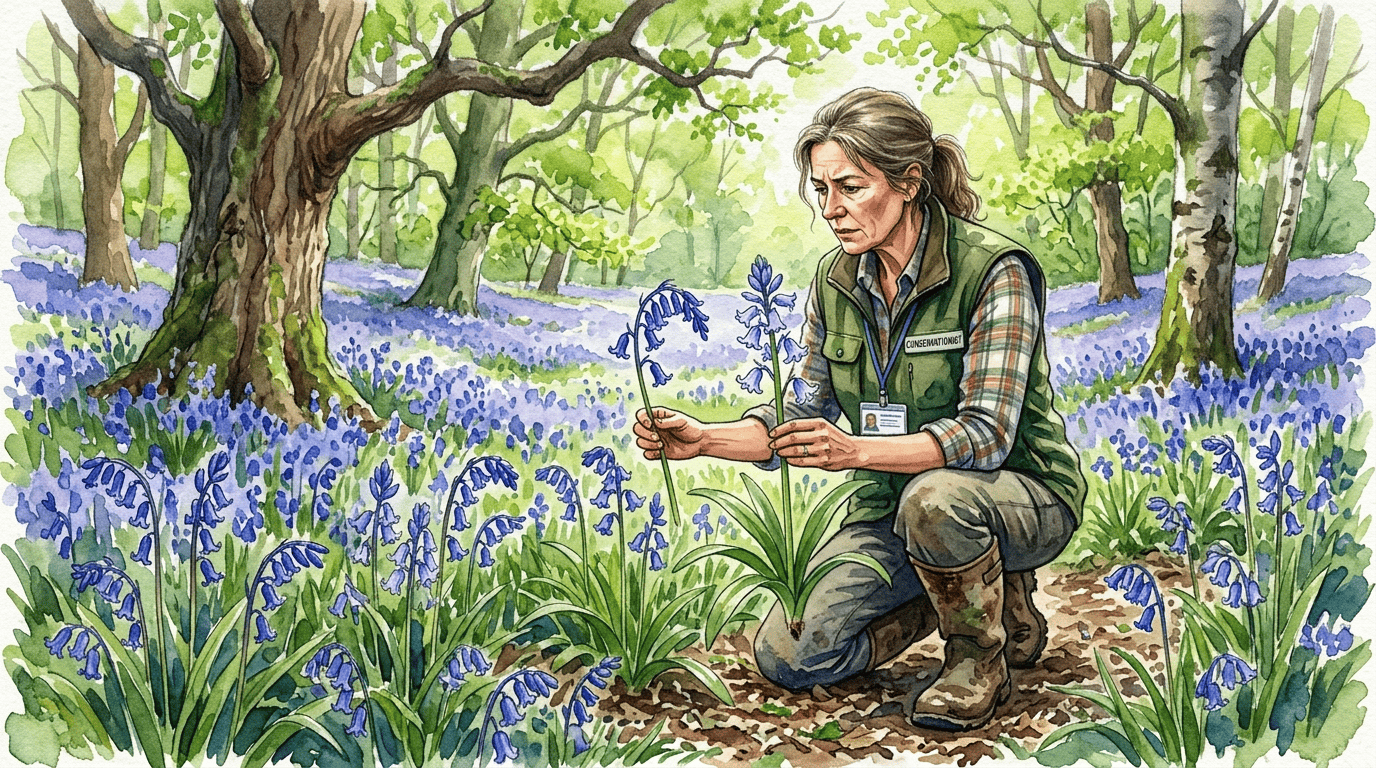 Illustrated historical scene for Spanish Bluebell