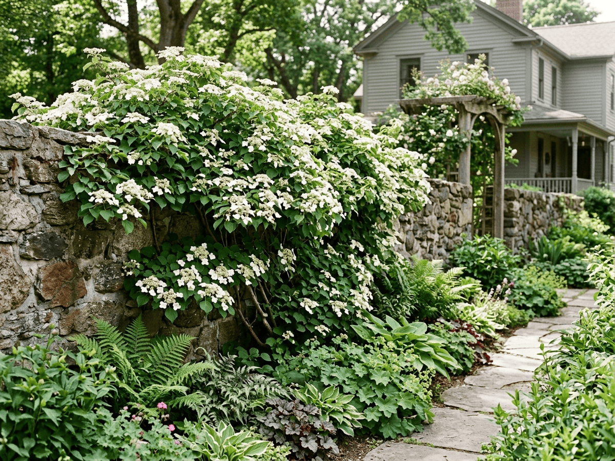 Chinese Hydrangea in a garden setting
