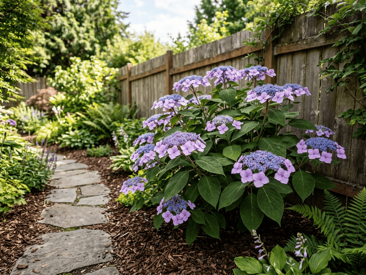 Raue Hortensie im Garten