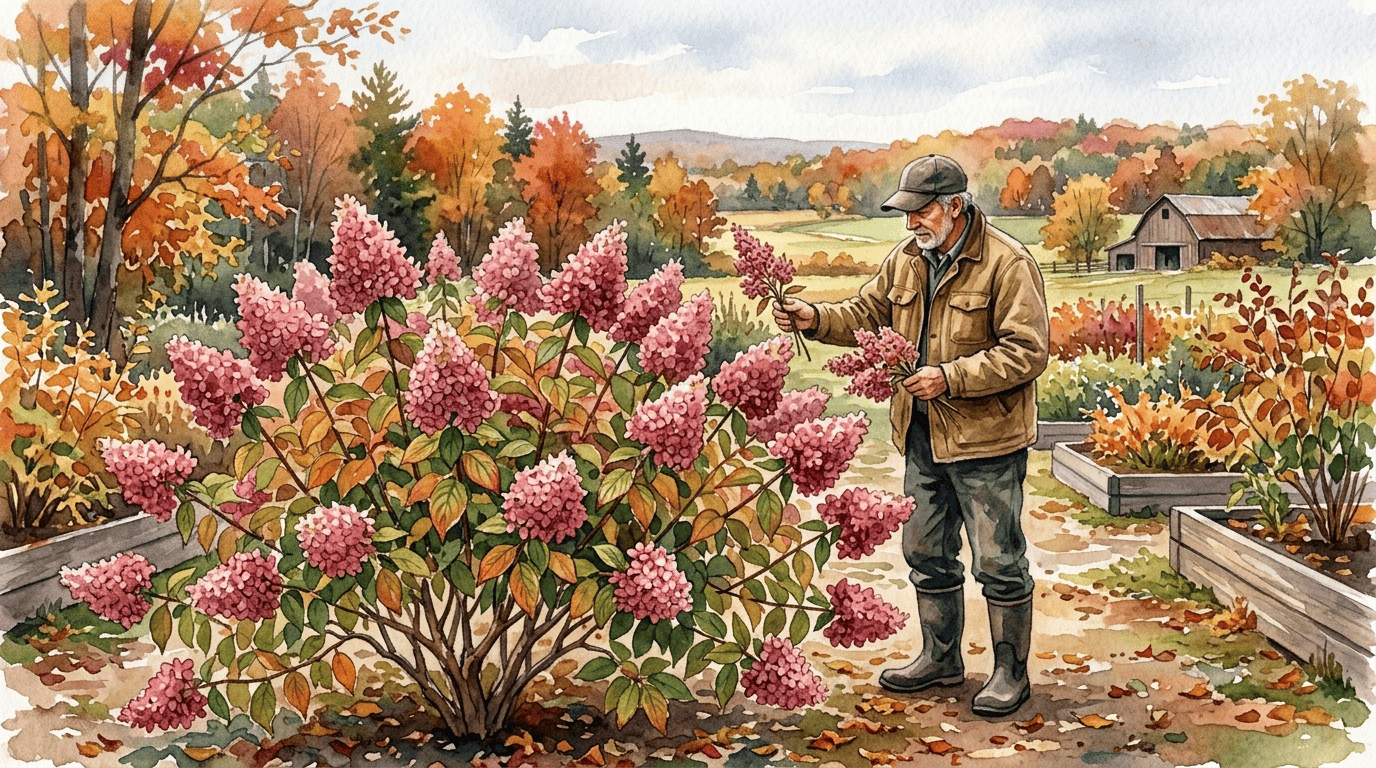 Escena histórica ilustrada de Hortensia paniculada