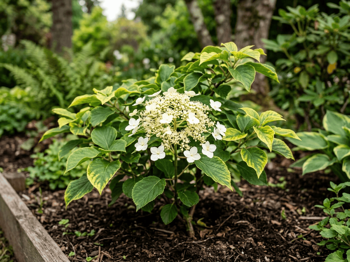 hortensia trepadora (Hydrangea petiolaris), planta completa