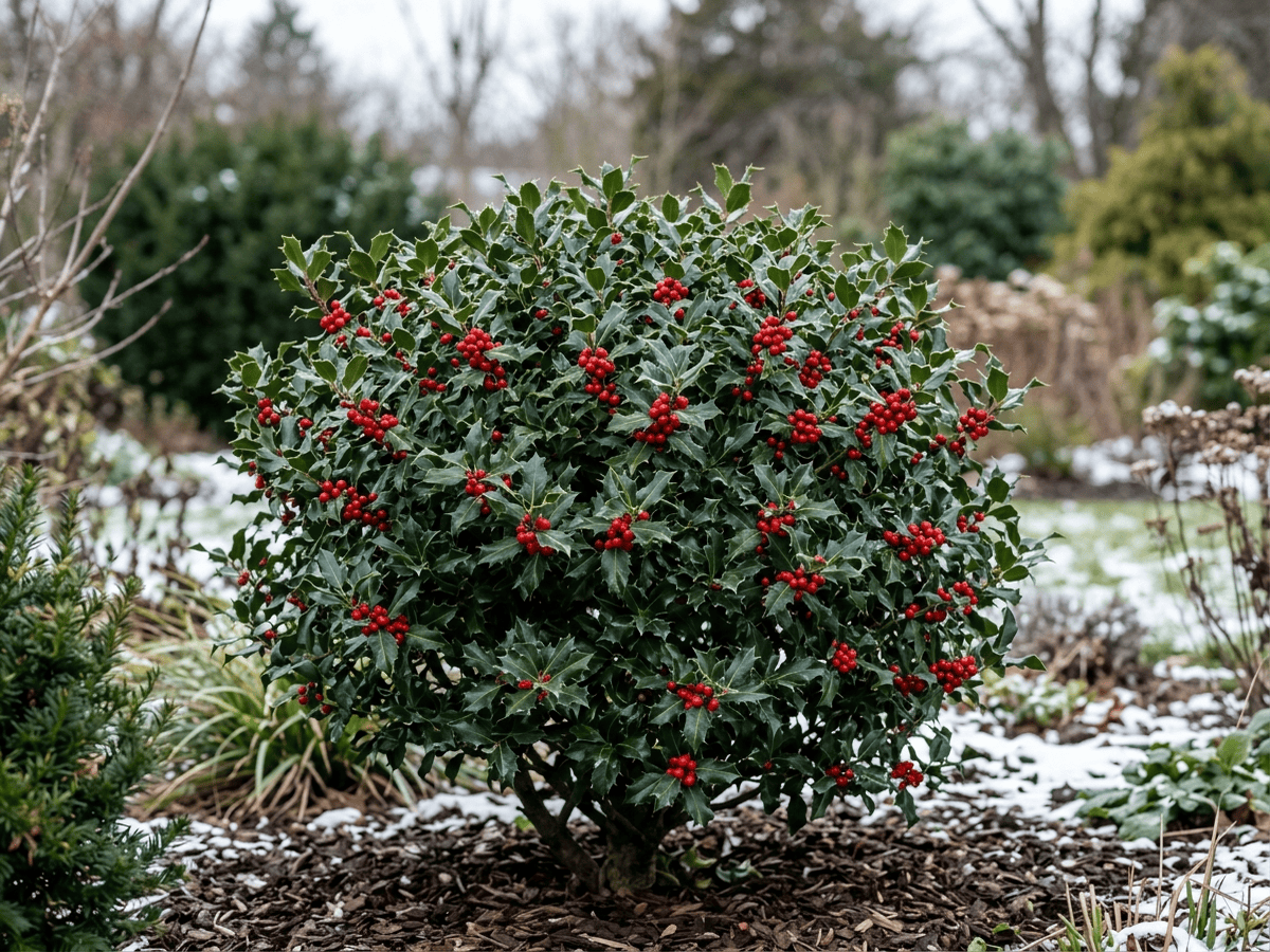 Blue Holly (Ilex x meserveae), whole plant