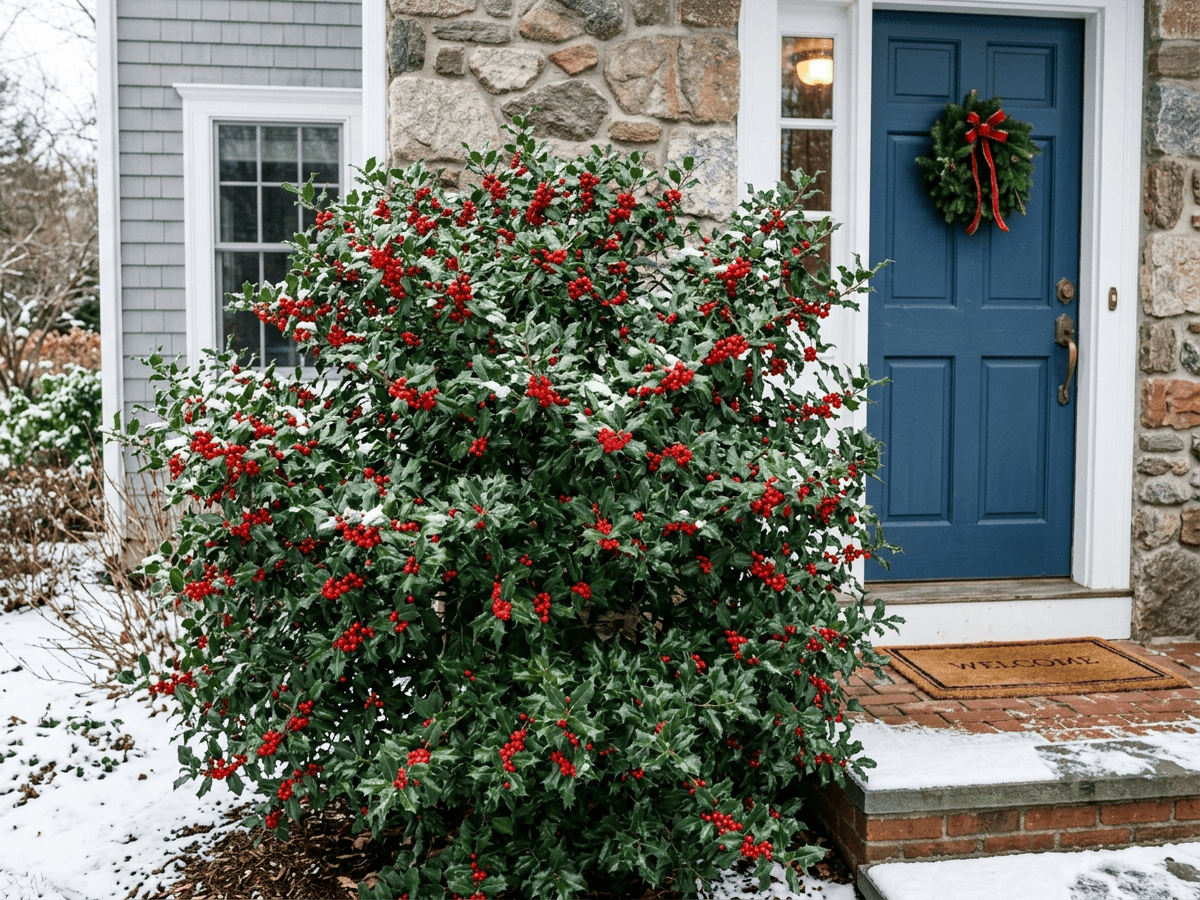 Blue Holly in a garden setting
