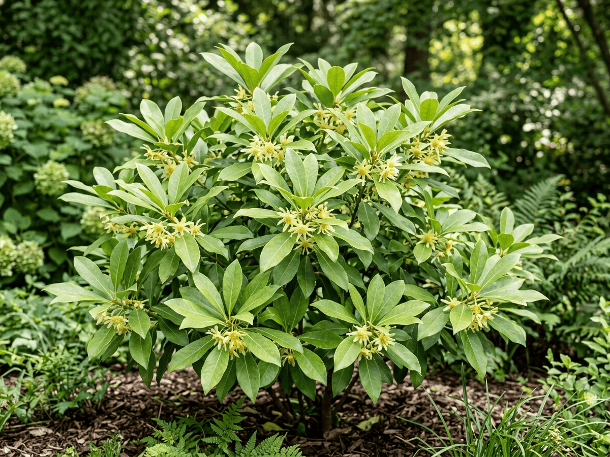Gelber Sternanis (Illicium parviflorum), ganze Pflanze