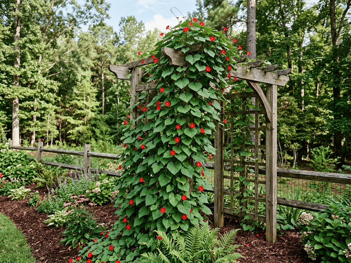 Ipomée écarlate dans un jardin