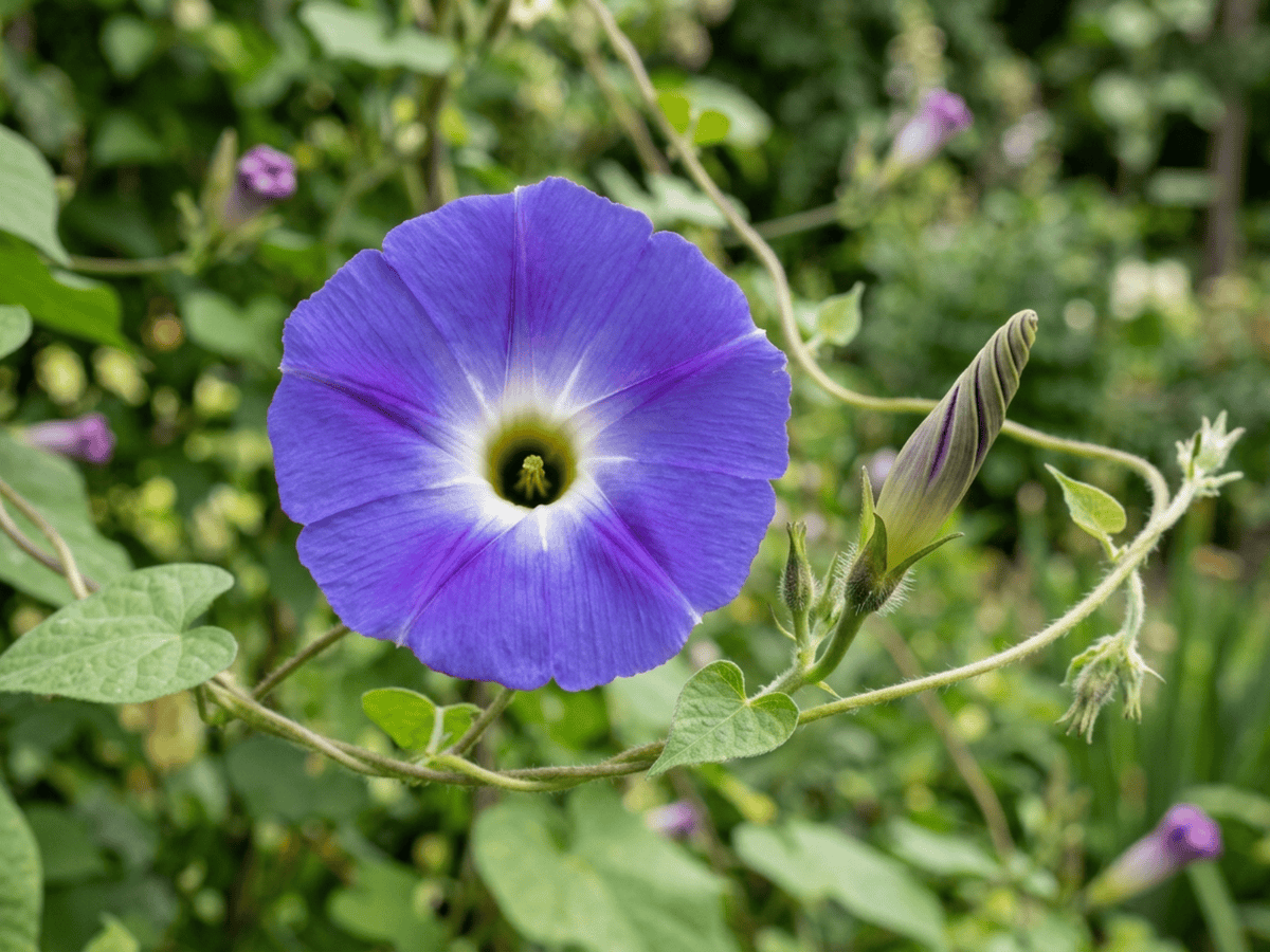 Campanella turchina — primo piano di foglie e fiori