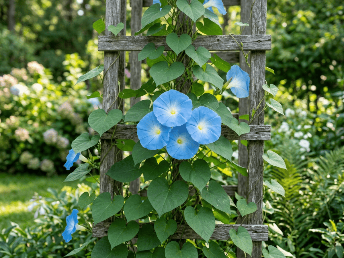 Himmelblaue Prunkwinde (Ipomoea tricolor), ganze Pflanze