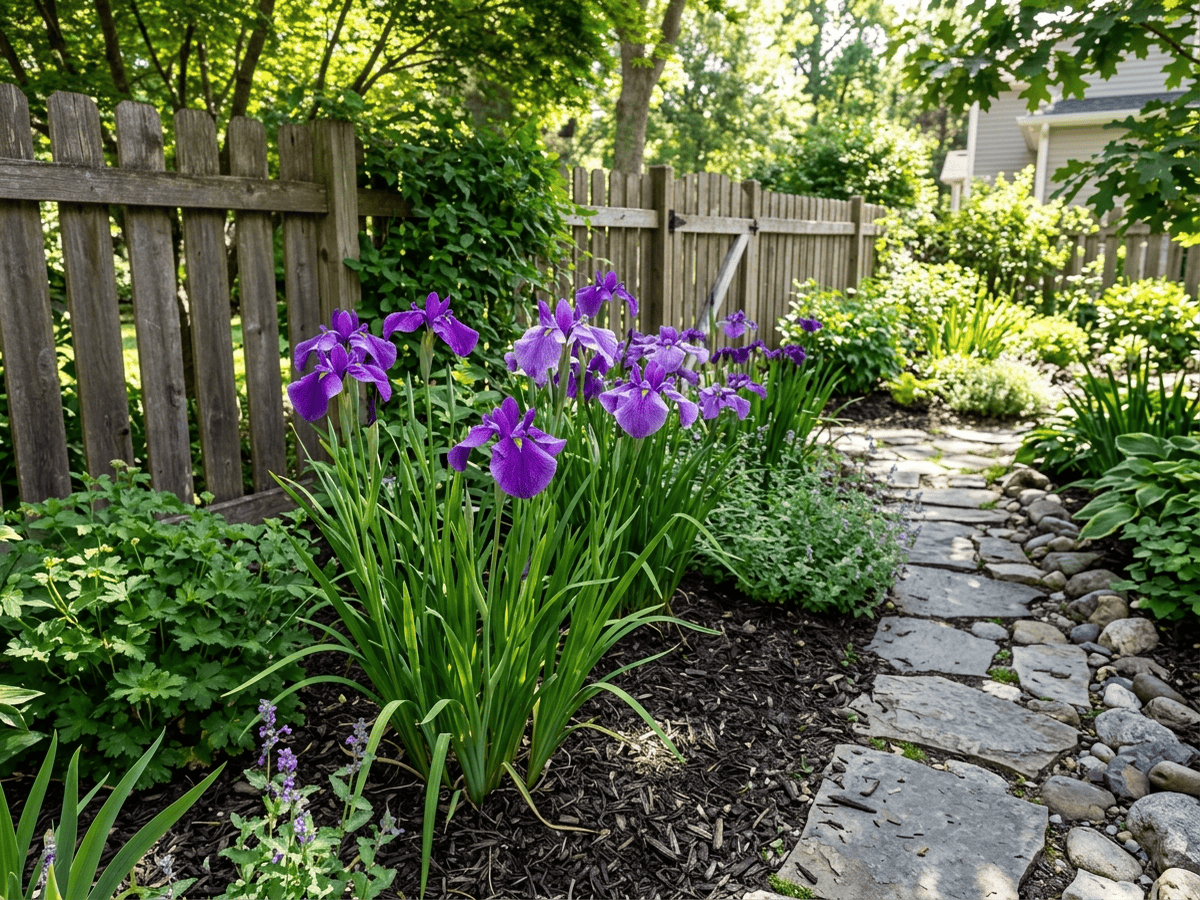 Iris du Japon dans un jardin