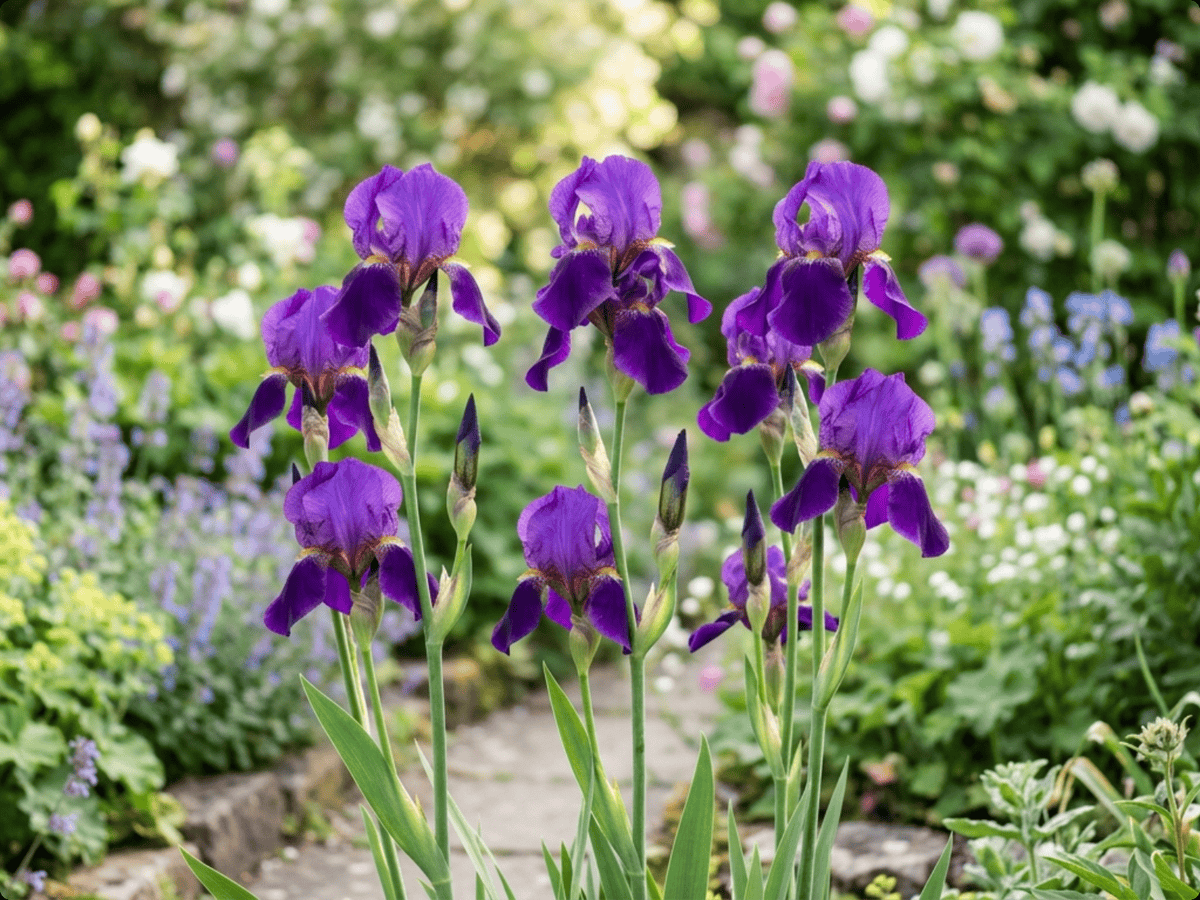 Lirio morado en un jardín