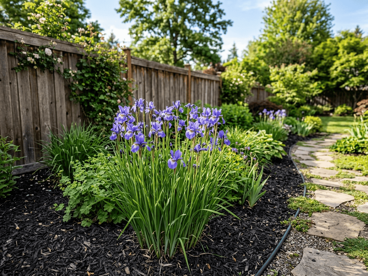 Iris de Sibérie dans un jardin