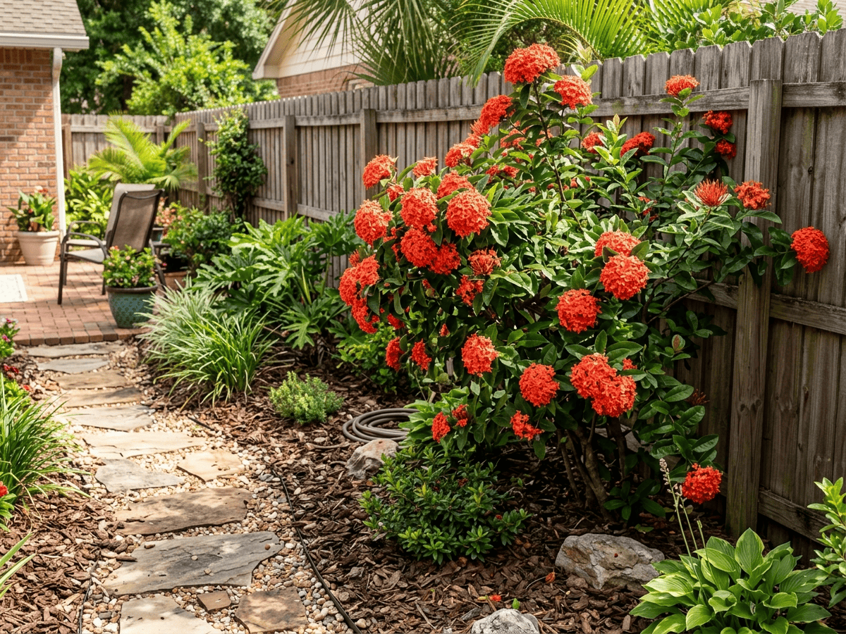 Jungle Flame in a garden setting