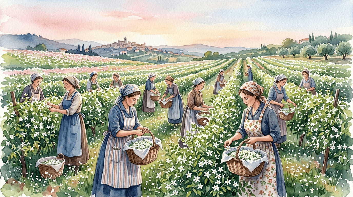 Illustrated historical scene for Common Jasmine