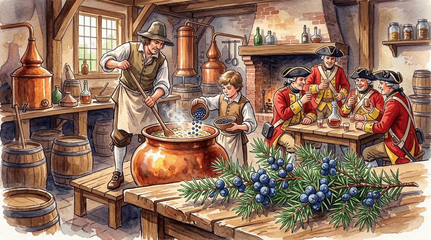 Scène historique illustrée pour Genévrier commun