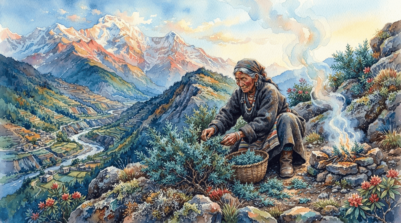 Illustrated historical scene for Flaky Juniper