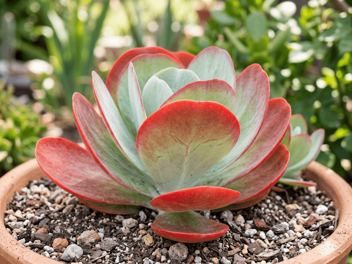 Kalanchoé luciae — gros plan sur feuilles et fleurs