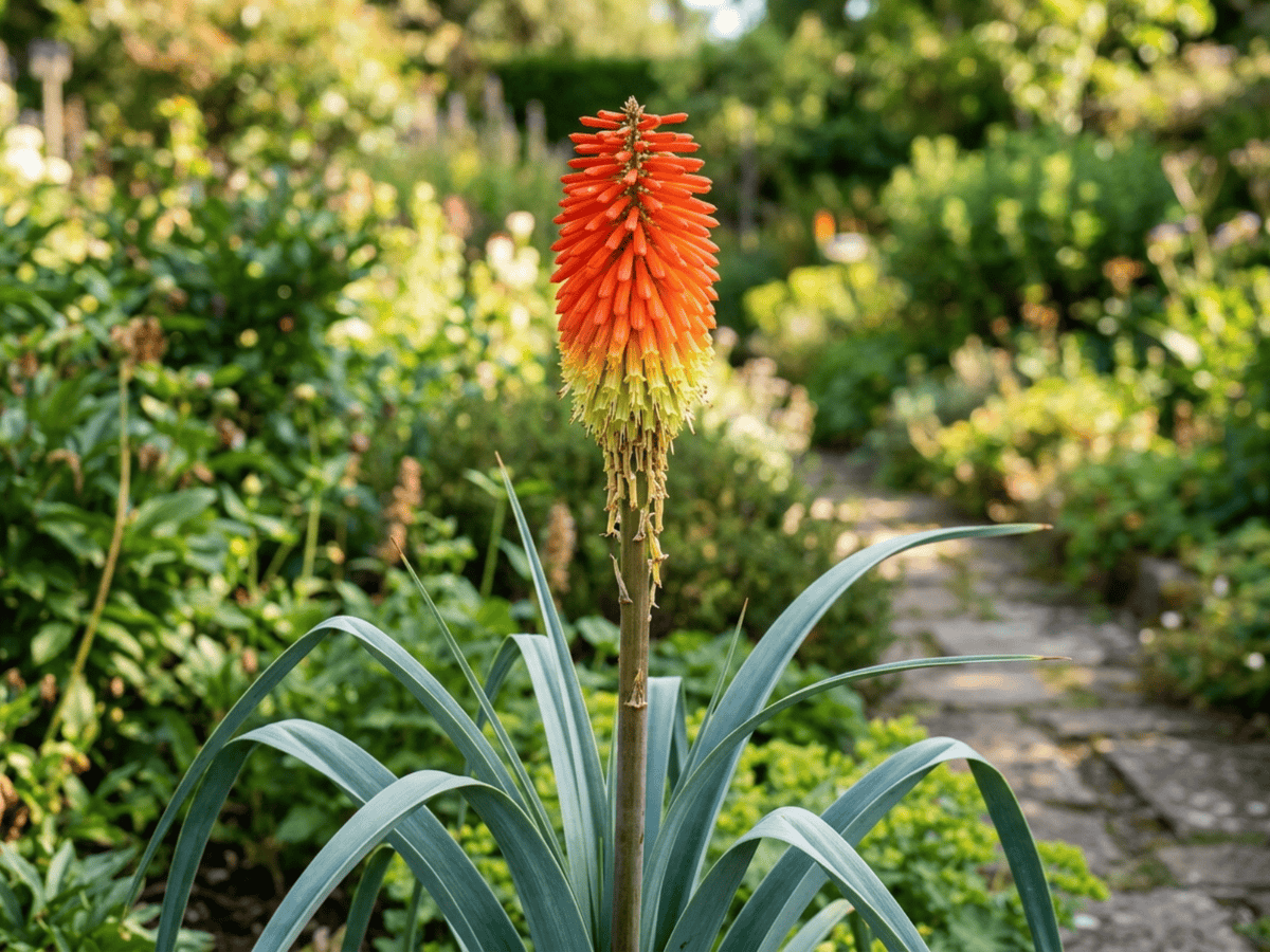 tritoma (Kniphofia caulescens), planta completa