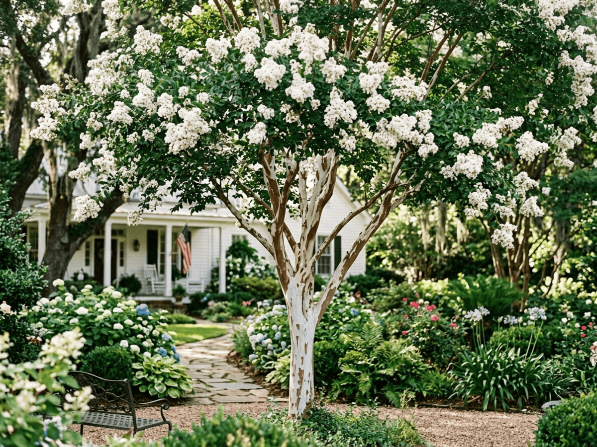 Japanese Crape Myrtle in a garden setting