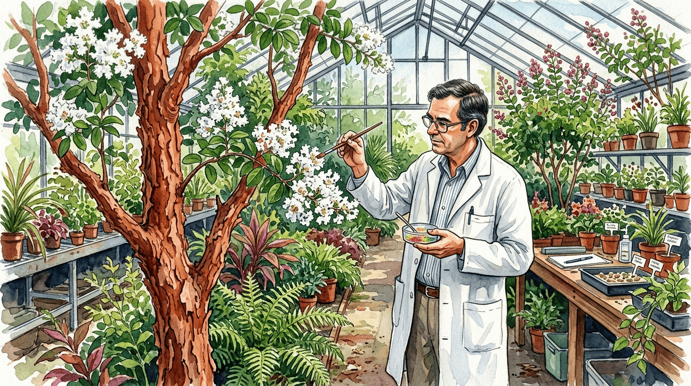 Illustrated historical scene for Japanese Crape Myrtle