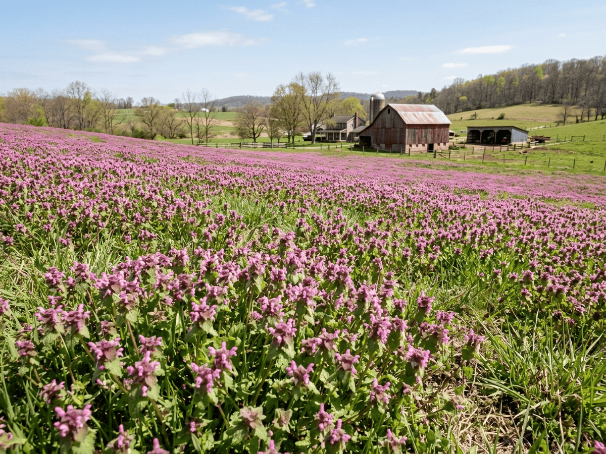 Henbit Deadnettle in a garden setting