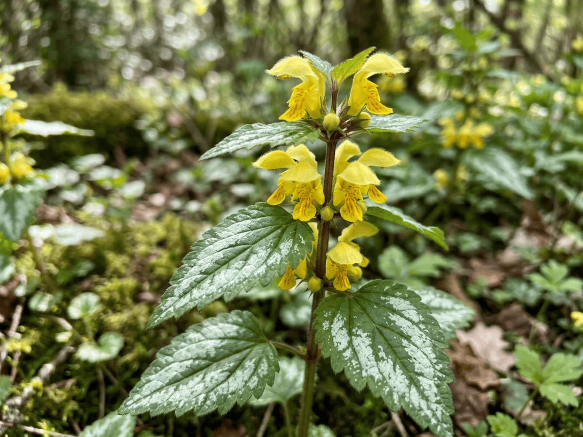Yellow Archangel — close-up of leaves and flowers