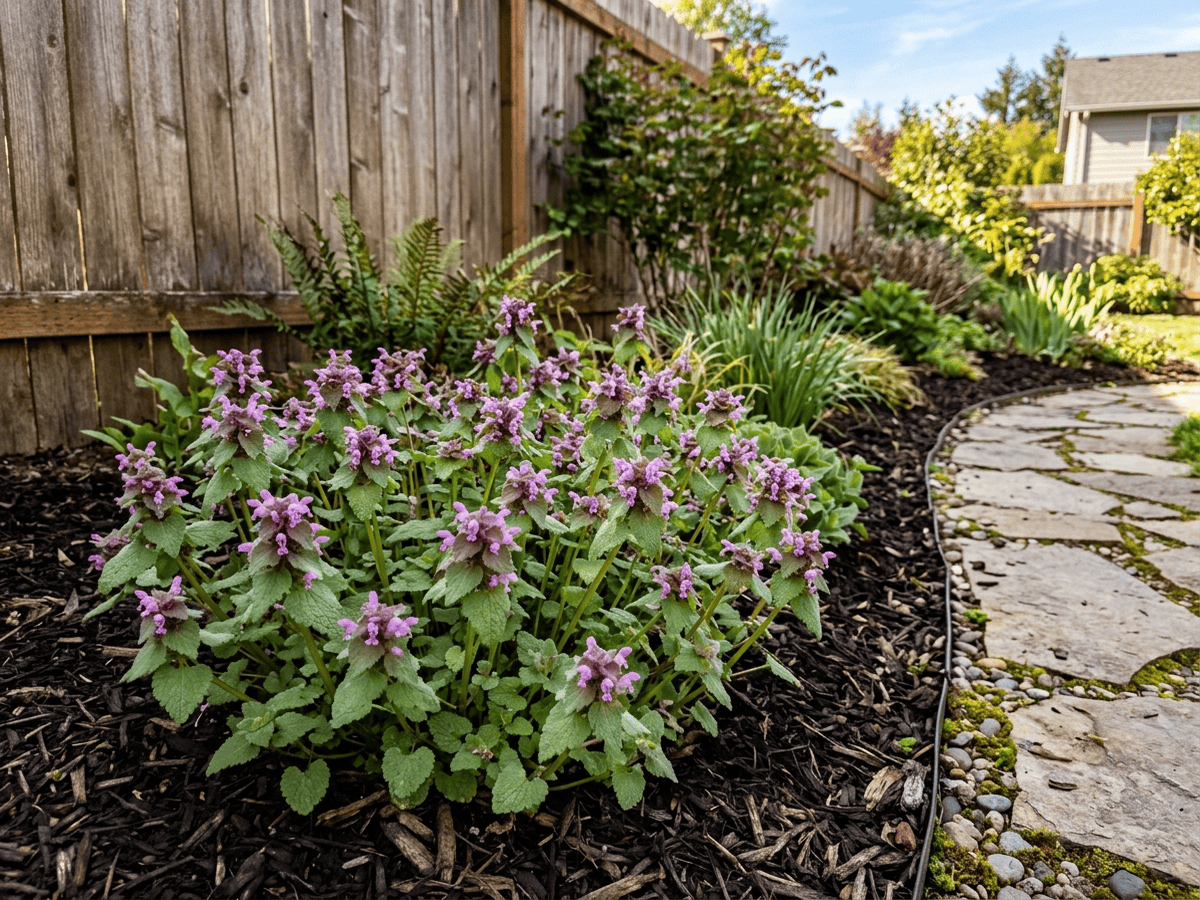 Red Deadnettle in a garden setting